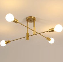 Load image into Gallery viewer, 4 Lights Retro Gold Industrial Ceiling Lights Metal E27 Pendant Light Fixture