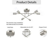 Load image into Gallery viewer, Modern Industrial Style Ceiling Light 6-Light E27 Pendant Light Silver 52cm Semi-Flush Mount
