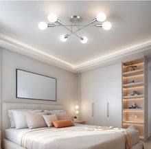 Load image into Gallery viewer, Modern Industrial Style Ceiling Light 6-Light E27 Pendant Light Silver 52cm Semi-Flush Mount