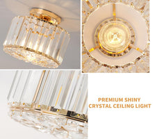 Load image into Gallery viewer, Ceiling Light Chandelier Crystals Light Flush Mount Gold E26