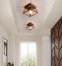 Load image into Gallery viewer, Ceiling Light Flush Mount Fixture Black/Wood Color Metal Vintage Lamp 25cm