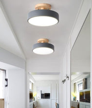 Load image into Gallery viewer, Iron Ceiling Lamp Ceiling Light LED Flush Gray/White Wood 18 cm Cool Light