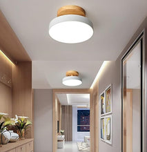 Load image into Gallery viewer, Iron Ceiling Lamp Ceiling Light LED Flush Gray/White Wood 18 cm Cool Light