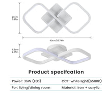 Load image into Gallery viewer, LED Ceiling Light 36W Black/White Square LED Ceiling Light for Kitchen, Bedroom, Dining Room