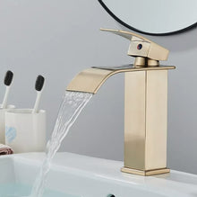 Load image into Gallery viewer, Basin Tap Black/Gold/Silver Modern Waterfall Bathroom Sink Faucet with Single Handle Bathroom Faucet