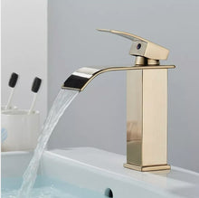Load image into Gallery viewer, Basin Tap Black/Gold/Silver Modern Waterfall Bathroom Sink Faucet with Single Handle Bathroom Faucet