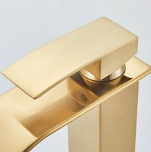 Load image into Gallery viewer, Basin Tap Modern Black/Gold/Silver Waterfall Tall Single Lever Handle Single Hole Mono Basin Mixer