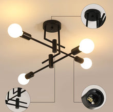 Load image into Gallery viewer, Ceiling Light Semi Flush Mount E27 4-Light Black and Gold/Black Modern Chandelier