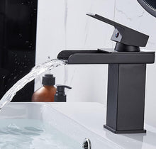 Load image into Gallery viewer, Waterfall Faucet Chrome/Black Basin Tap Single Handle Brass Tap Cold Hot Water Function