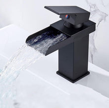 Load image into Gallery viewer, Waterfall Faucet Chrome/Black Basin Tap Single Handle Brass Tap Cold Hot Water Function