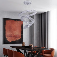 Load image into Gallery viewer, Modern Crystal 3 Rings Chandelier Silver LED Ceiling Lights Pendant Fixture Light Warm White/3 Color Lights