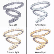 Load image into Gallery viewer, Modern Crystal 3 Rings Chandelier Silver LED Ceiling Lights Pendant Fixture Light Warm White/3 Color Lights