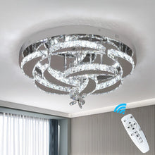 Load image into Gallery viewer, Crystal LED Ceiling Light Silver Chandelier 3 Color Lights 50x24cm Wall/Remote Control