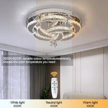 Load image into Gallery viewer, Crystal LED Ceiling Light Silver Chandelier 3 Color Lights 50x24cm Wall/Remote Control