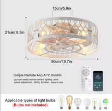 Load image into Gallery viewer, Industrial Flush Mount Ceiling Fan Black/White 4xE27 50cm with Remote Control