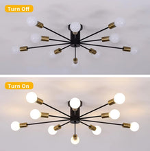 Load image into Gallery viewer, Industrial Ceiling Light Mid Century Sputnik Chandelier 10 Lights Black/Black and Gold 87cm