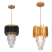 Load image into Gallery viewer, Crystal Chandelier Pendant Light Ceiling Light Height Adjustable Black/Gold E27