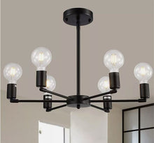 Load image into Gallery viewer, Industrial Chandelier Modern 6 Lights Metal Black Chandelier E27