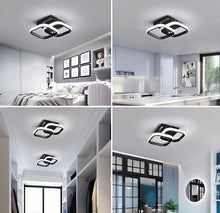 Load image into Gallery viewer, Ceiling Light LED 2 Square 22 W Black/White Small 3 Color Lights 28cm