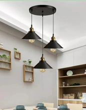 Load image into Gallery viewer, 3-Light Pendant Light Fixtures Hanging Pendant Lighting Ceiling Lamp E27 Base Black