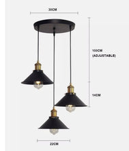 Load image into Gallery viewer, 3-Light Pendant Light Fixtures Hanging Pendant Lighting Ceiling Lamp E27 Base Black