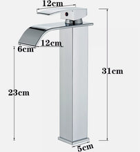Load image into Gallery viewer, Basin Tap Modern Black/Gold/Silver Waterfall Tall Single Lever Handle Single Hole Mono Basin Mixer