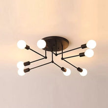 Load image into Gallery viewer, Modern Ceiling Lamp E27 Iron Simple Ceiling Lamp 8 Heads Black Nordic Bedroom Lamp