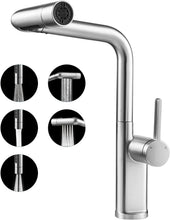 Load image into Gallery viewer, Kitchen Tap 5‑Mode Faucet Mixer Pull‑Out Spray 360 Swivel Brushed Nickel & Chrome