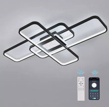 Load image into Gallery viewer, Dimmable Ceiling Lamp LED Hanging Black Remote Control 3 Color Lights 90cm