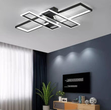 Load image into Gallery viewer, Light Fixture Ceiling Rectangle Simple Geometric White Black Ceiling Light for Living Room Modern Bedroom LED