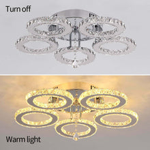 Load image into Gallery viewer, Crystal Silver Chandelier LED Ceiling Light Modern Warm White 5 Rings