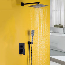 Load image into Gallery viewer, Concealed Rear Wall Black Matt Square Shower Set Mixer Square Head