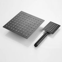 Load image into Gallery viewer, black shower concealed Concealed Rear Wall Black Matt Square Shower Set Mixer Square Head