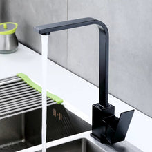Load image into Gallery viewer, black kitchen tap Mixer Tap Square Mono Brass Faucet Kitchen Tap Black Finish Square Neck Sink Taps lever