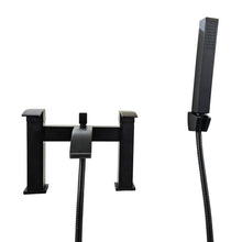 Load image into Gallery viewer, Waterfall Effect Bath Filler Tap Bathroom Modern Waterfall Black Square Mixer Bath Filler Tap Set