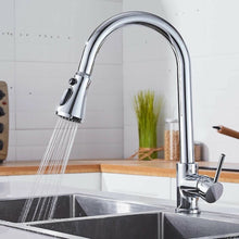 Load image into Gallery viewer, kitchen tap with pull out spray Kitchen Tap Chrome Finish 360° Faucet Pull Out Sprayer 1 Handle Mixer