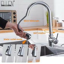 Load image into Gallery viewer, kitchen tap pull out Kitchen Tap Chrome Finish 360° Faucet Pull Out Sprayer 1 Handle Mixer