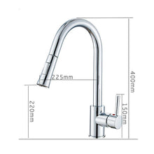 Load image into Gallery viewer, kitchen tap with pull out spray Kitchen Tap Chrome Finish 360° Swivel Kitchen Sink Faucet Pull Out Sprayer