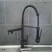 Load image into Gallery viewer, Kitchen Tap Deck Mounted Kitchen Tap Black Finish Mixer Tap Pull Down Dual Spout Spray Single Lever Faucet