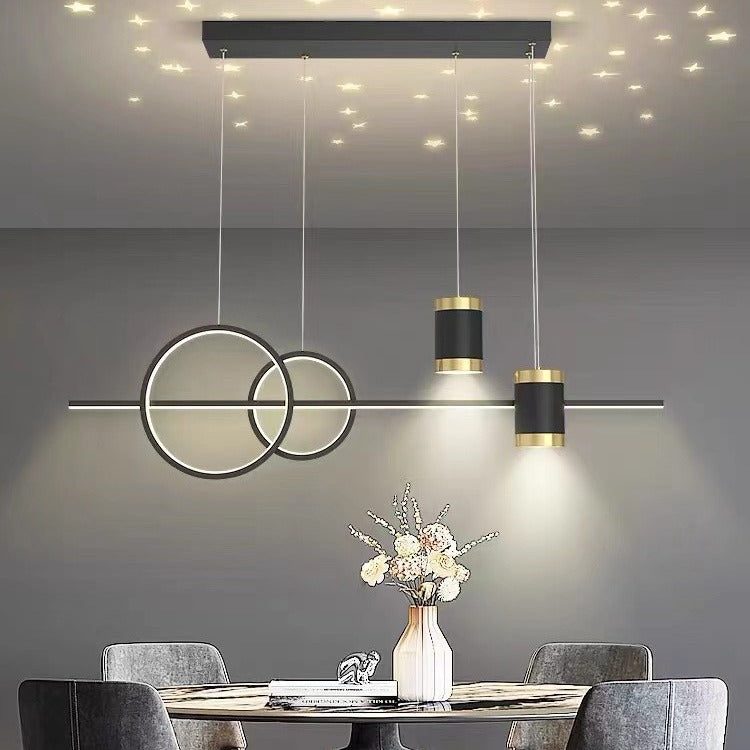 Black Gold Body Linear LED Chandelier Light Hanging Lamp Modern Pendant Lamp Height Adjustable