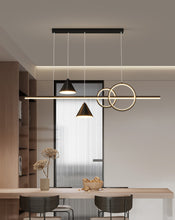 Load image into Gallery viewer, Modern Minimalist Pendant Light Metallic Black Linear LED Pendant Lighting Contemporary Ceiling Chandelier Adjustable Hanging

