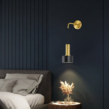 Load image into Gallery viewer, Wall Light Retro Style Iron Wall Lamp Fitting Indoor Bedroom Bedside E27 Lamp Holder Black and Gold
