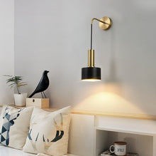 Load image into Gallery viewer, Wall Light Retro Style Iron Wall Lamp Fitting Indoor Bedroom Bedside E27 Lamp Holder Black and Gold
