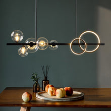 Load image into Gallery viewer, LED Dining Table Chandelier Height-Adjustable Black Ceiling Light
