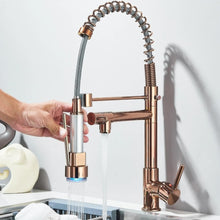 Load image into Gallery viewer, Kitchen Sink Taps Mixer Pull Out Spray Single Handle Brass Dual Spout Mixer Tap Brushed Nickel
