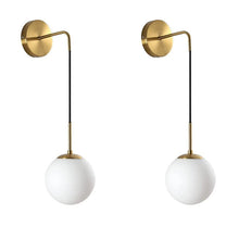 Load image into Gallery viewer, Wall Sconces Wall Lighting Indoor Wall Lamp with White Hanging Globe Glass Shade Black/Gold E27
