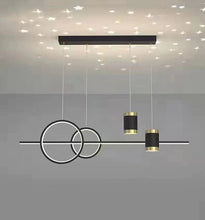 Load image into Gallery viewer, Black Gold Body Linear LED Chandelier Light Hanging Lamp Modern Pendant Lamp Height Adjustable
