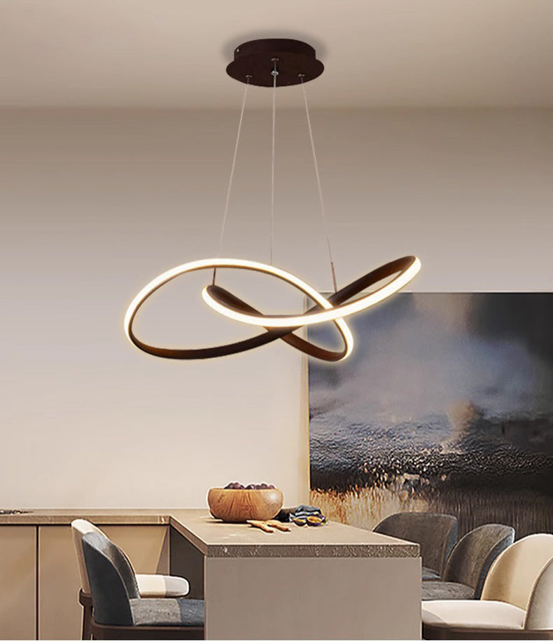 Hanging Lamp LED Pendant Light Creative Round Ring Modern Chandelier 55 cm Black/Gold
