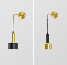Load image into Gallery viewer, Wall Light Retro Style Iron Wall Lamp Fitting Indoor Bedroom Bedside E27 Lamp Holder Black and Gold
