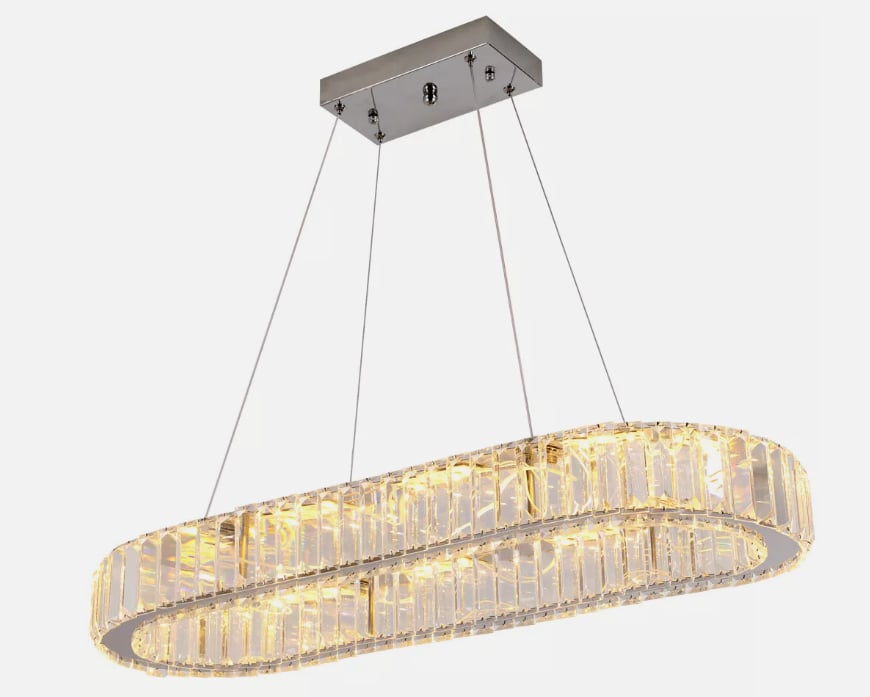 Chandelier Crystal Oval LED Pendant Light Modern Large Crystal 70cm (warm/cool white)